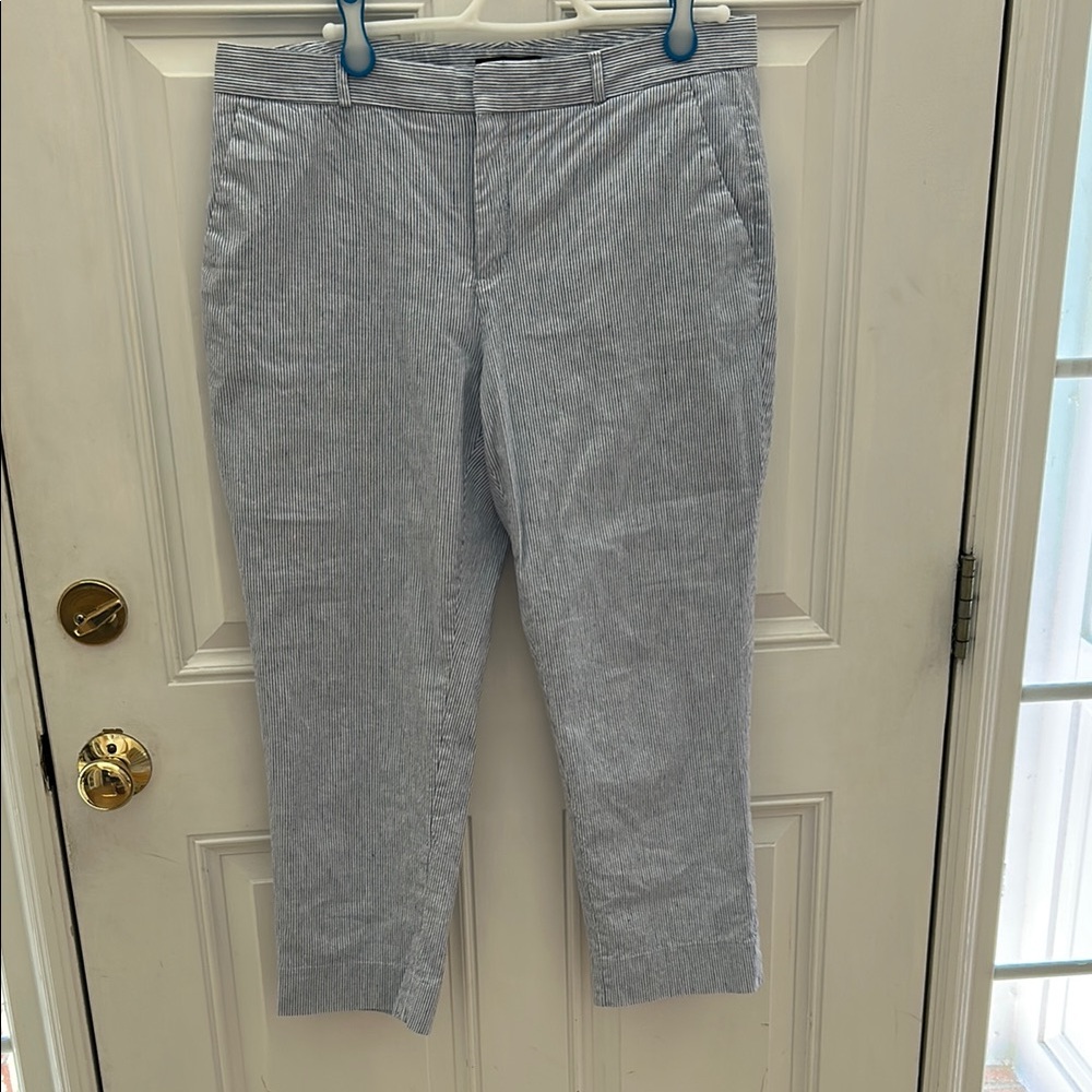 Seersucker Blue Cropped Pants